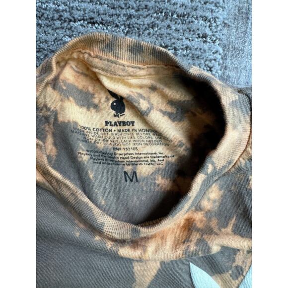Playboy T-shirt.  Size Medium.  Bleach dyed. - Picture 3 of 6